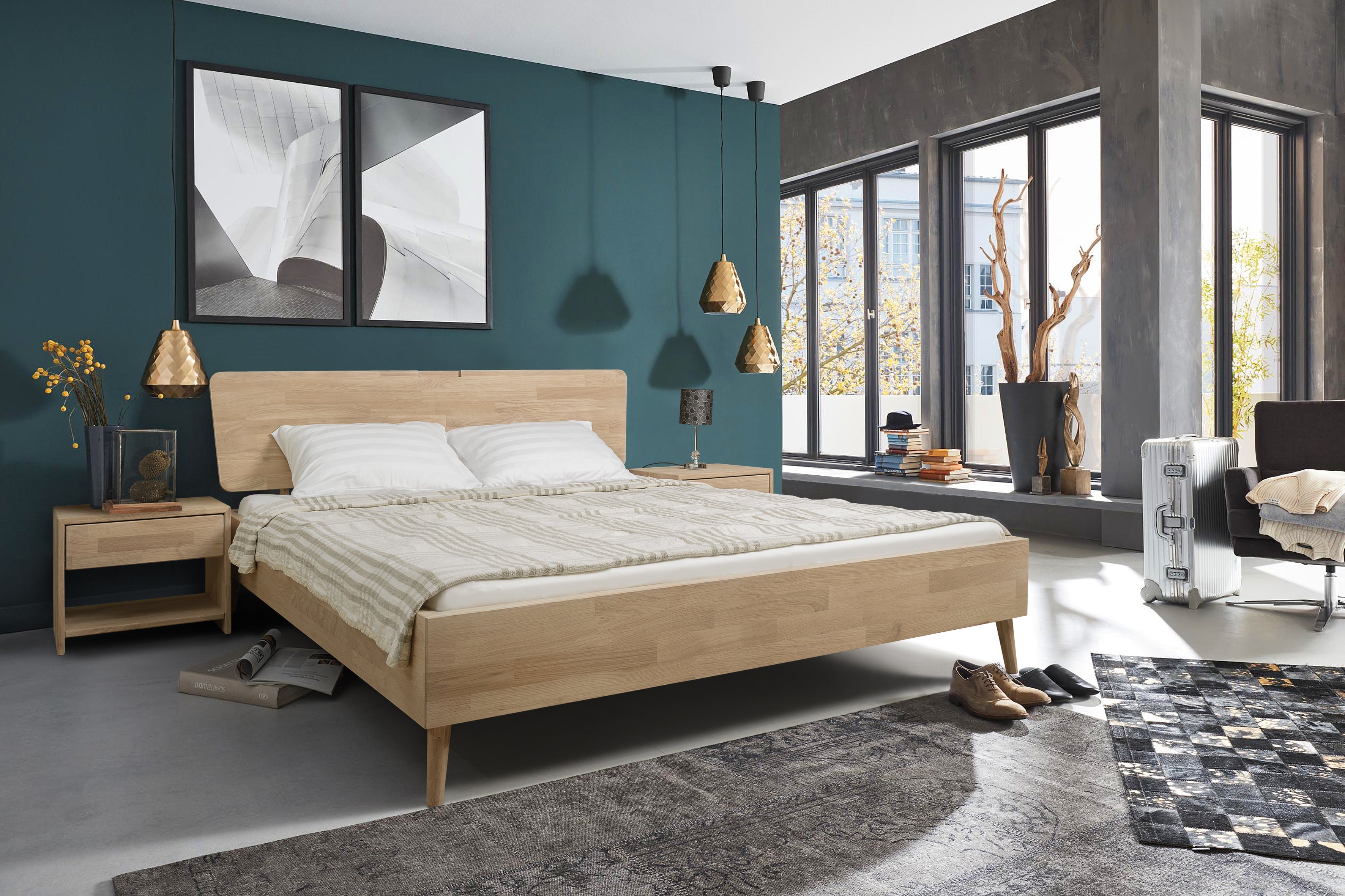 NordicStory Mesita de noche de madera maciza de roble